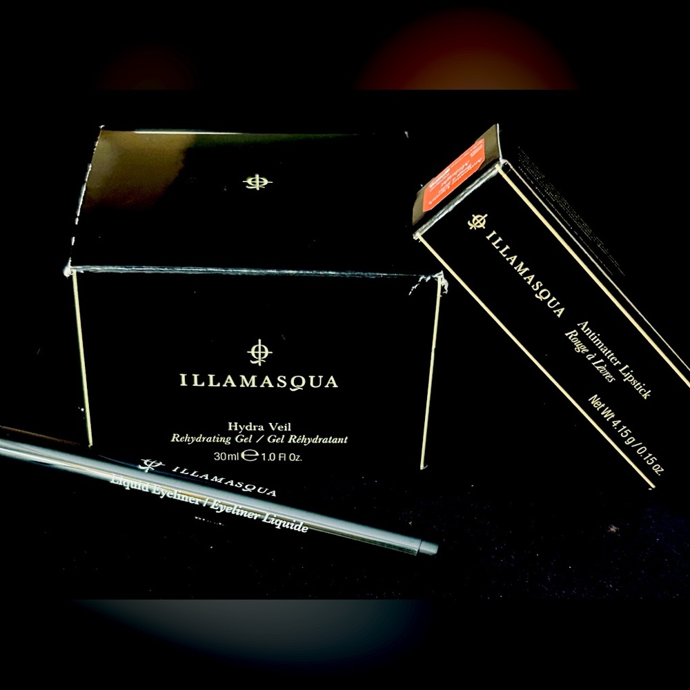 Illamasqua Hydra veil refreshing gel, eyeliner & Antimatter lipstick bundle
